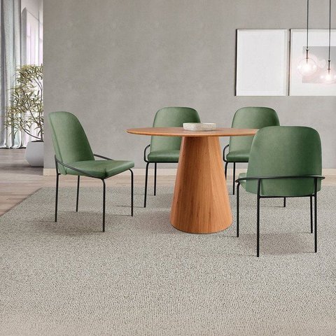 Conjunto Mesa de Jantar Cone com 4 Cadeiras Maya Madeira Verde
