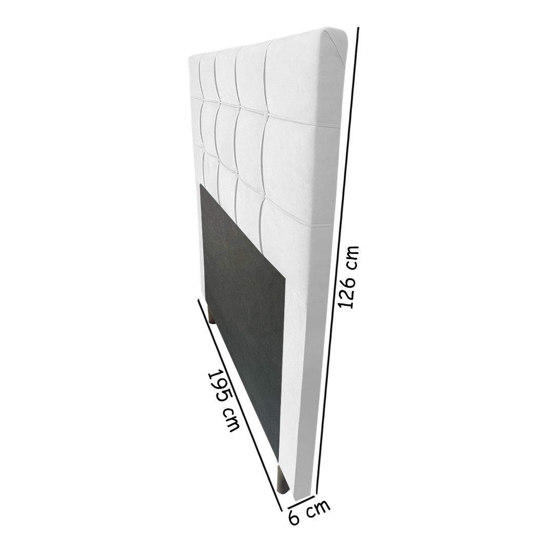 Cabeceira Estofada Lia 195 cm Para Cama Box Quarto King Size MV Estofados Sintético Branco - 2