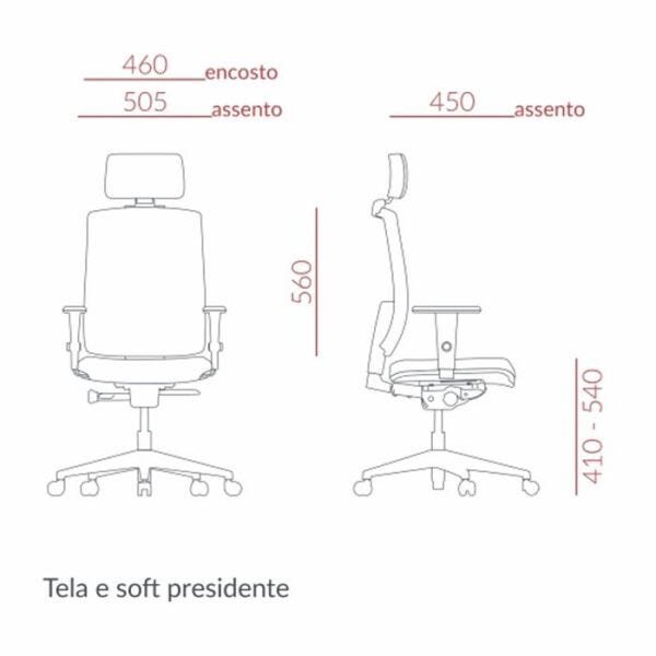 Cadeira Giratória Presidente Brizza com Apoio de Cabeça Vermelha - 2