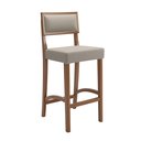 Ver imagem 1 de Banqueta Comfot Alta Bar Luxo Pés em Madeira Maciça Área Gourmet Balcão Sacada Hall Cor Bege