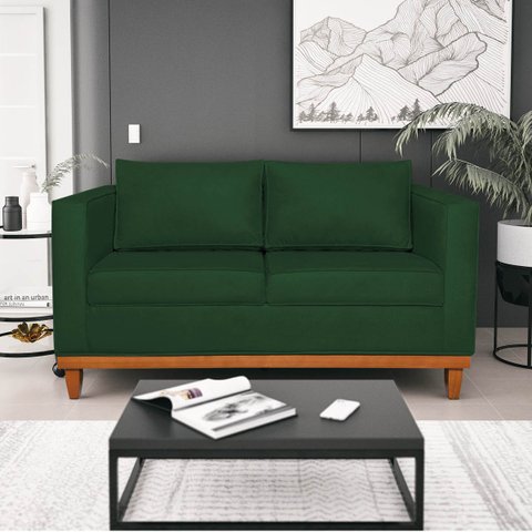 Sofá 3 Lugares Europa 180 cm Estilo Conforto e Elegância Suede Verde - ADJ Decor