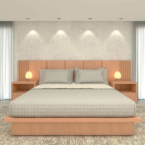 Cama King Cabeceira 2 Mesas C/ Gaveta e Nicho Mdf sob Medida Cor:carvalho Malva