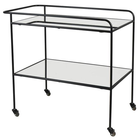 Carrinho Bar Delia Aco Preto Tampos Espelhados 82 Cm (larg) - 41439