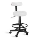 Ver imagem 1 de Cadeira Mocho Alto Estética Giratória com Rodízios - Branco