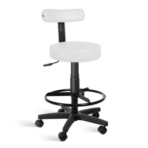 Cadeira Mocho Alto Estética Giratória com Rodízios - Branco
