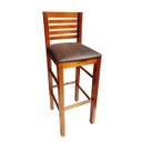 Ver imagem 3 de Kit 3 Banqueta Alta para Cozinha / Bar / Balcão / com Estofado Cor Mel Mod. Laguna