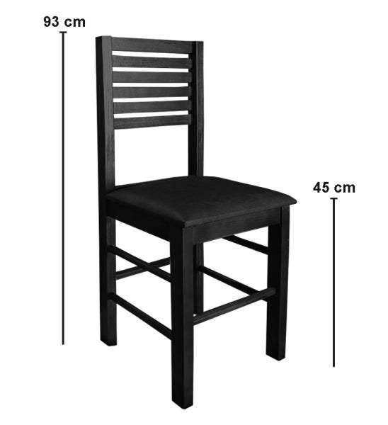 Kit 4 Cadeiras Fixa Laguna de Madeira Cor Preta com Estofado Preto - 4