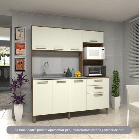 Cozinha Compacta 182,10cm 8 Portas e 2 Gavetas sem Tampo sem Fundo 354 Luciane Móveis
