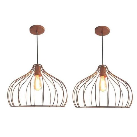 Kit 2 Lustres Aramado Onion Ø42X25Cm Cobre Retrô Md8026