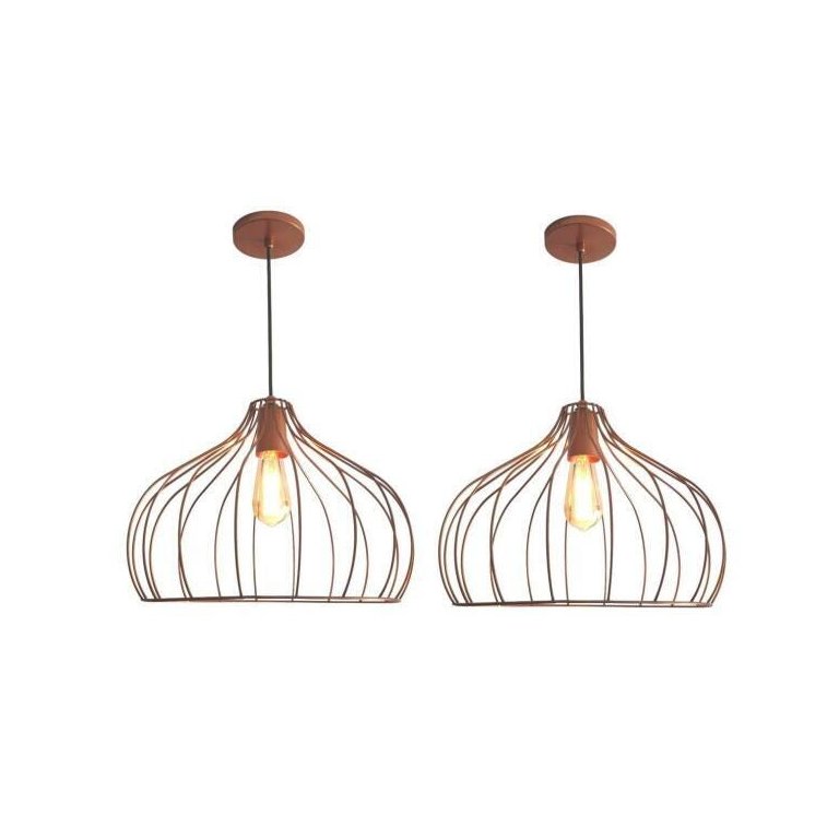 Kit 2 Lustres Aramado Onion Ø42X25Cm Cobre Retrô Md8026