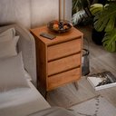 Ver imagem 3 de Kit 2 Mesa de Cabeceira Retrô Wood 3 Gavetas Freijó – EJ Móveis