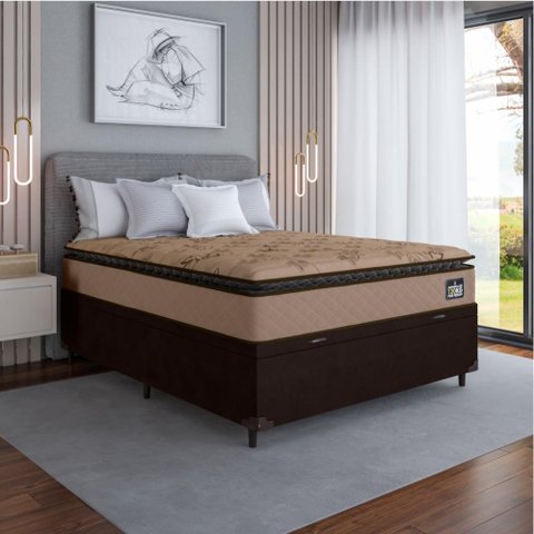 Cama Box Baú Casal Colchão Espuma D33 Pillow Top Van Gogh 138x188x70cm Hellen
