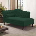 Ver imagem 1 de Divã Recamier Chaise Longue Lavínia 150cm Capitonê Pés de Madeira Veludo Verde Escuro - Desk