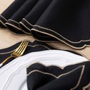 Ver imagem 4 de Jogo Americano Bordado Dourado Realeza Kit 12 Pçs 6 Lugares Mesa Preto