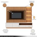 Ver imagem 3 de Home Estante Monterrey Decorativo Tv até 82 Mdp/hdf 240cm Fitas Led Nichos Freijó/off White G73 - Gr