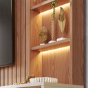 Ver imagem 5 de Home Estante Monterrey Decorativo Tv até 82 Mdp/hdf 240cm Fitas Led Nichos Freijó/off White G73 - Gr