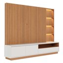 Ver imagem 2 de Home Estante Monterrey Decorativo Tv até 82 Mdp/hdf 240cm Fitas Led Nichos Freijó/off White G73 - Gr