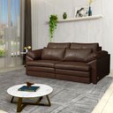 Ver imagem 1 de Sofá Decorativo Piece Bipartido Retrátil Sala de Estar 215cm Couro Caramelo G58 - Gran Belo