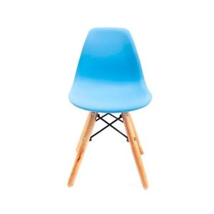 Cadeira Eames Infantil Azul - Base Madeira Natural