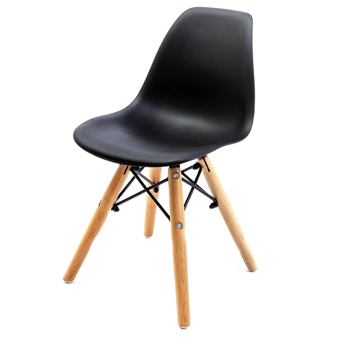 Cadeira Eames Infantil Preta - Base Madeira Natural