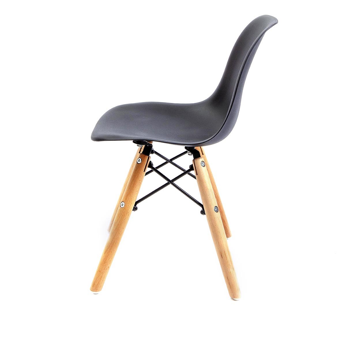 Cadeira Eames Infantil Preta - Base Madeira Natural - 4