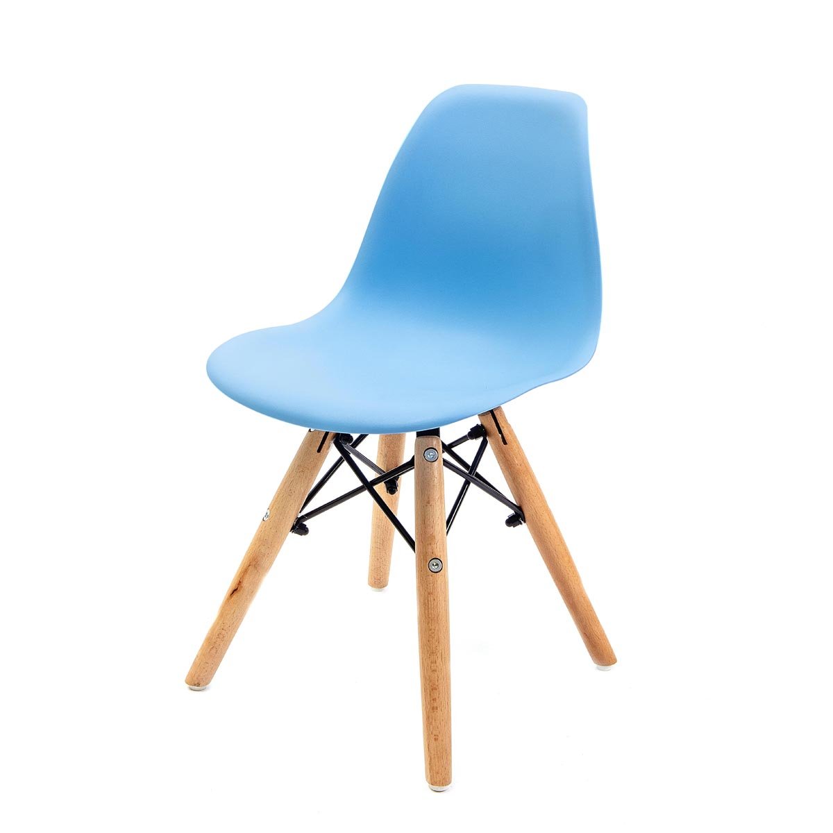 Conjunto com 2 Cadeiras Eames Infantil Azul - Base Madeira Natural - 3