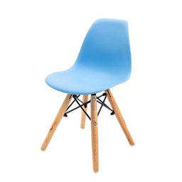 Conjunto com 2 Cadeiras Eames Infantil Azul - Base Madeira Natural - 3