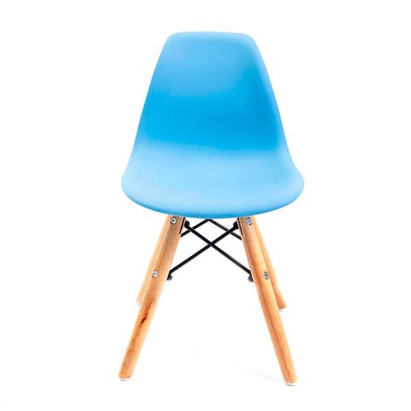 Conjunto com 2 Cadeiras Eames Infantil Azul - Base Madeira Natural - 3