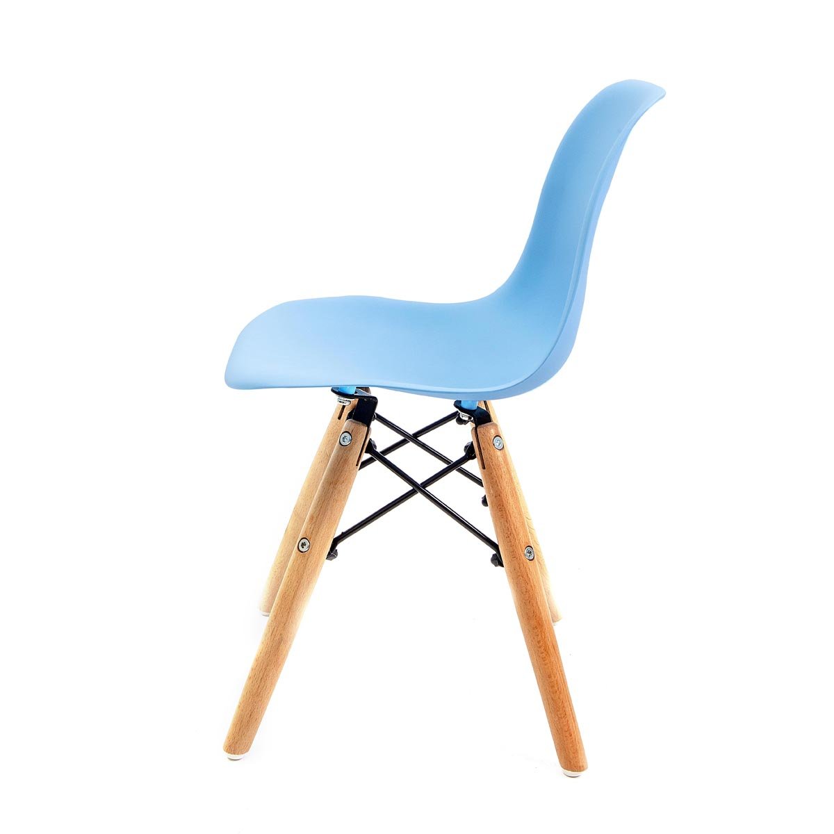 Conjunto com 2 Cadeiras Eames Infantil Azul - Base Madeira Natural - 4