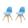 Conjunto com 2 Cadeiras Eames Infantil Azul - Base Madeira Natural - 1