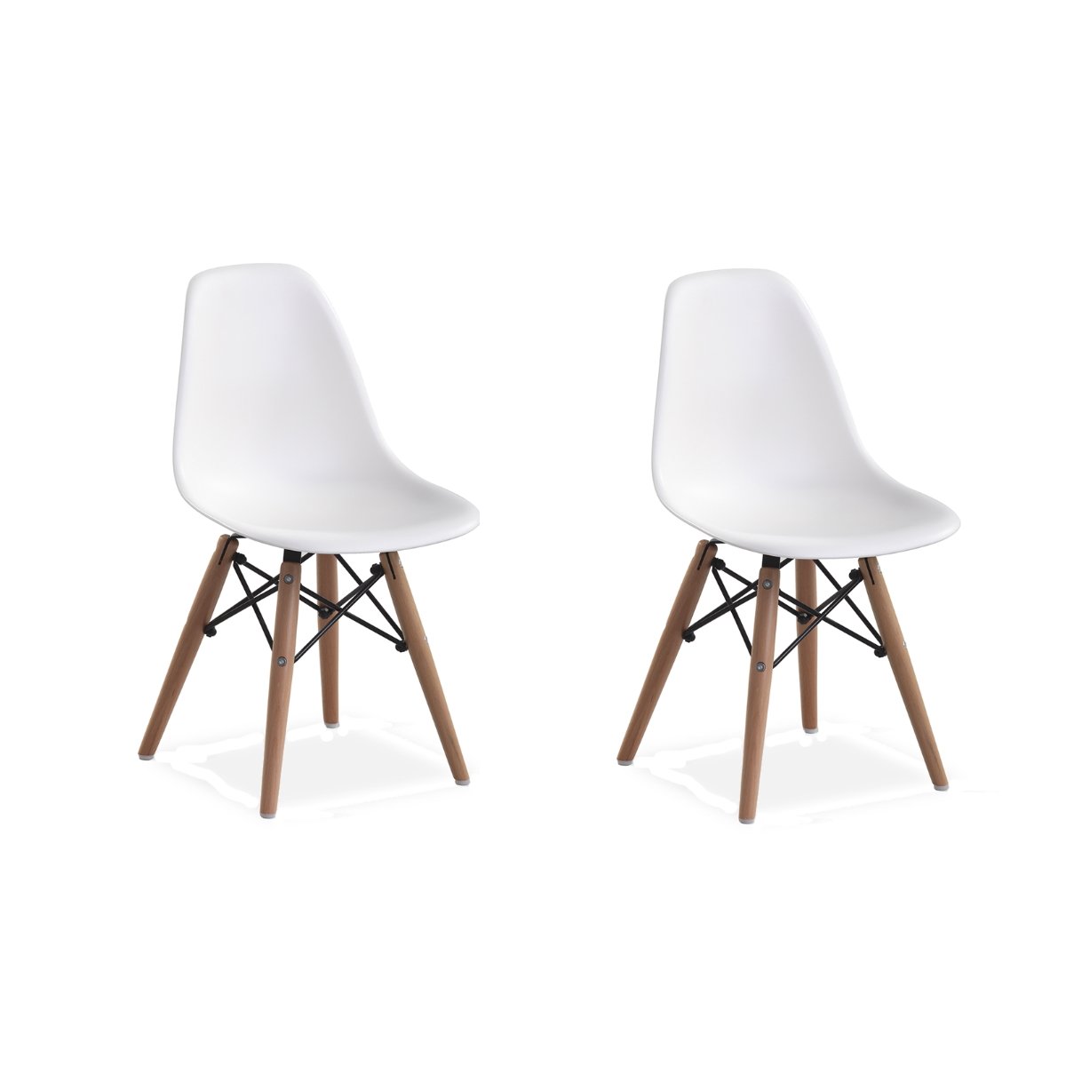 Conjunto com 2 Cadeiras Eames Infantil Branca - Base Madeira Natural