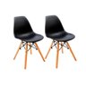 Conjunto com 2 Cadeiras Eames Infantil Preta - Base Madeira Natural - 1