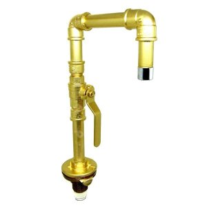 Torneira Design Industrial Dourada em PVC e Registro de Esfera