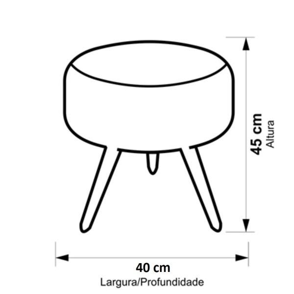 Puff Banqueta Redondo para Sala Quarto Penteadeira Pelucia Dalmata Pés Natural - 4