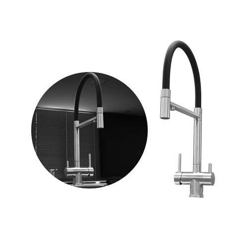 Torneira Monocomando Platino Flexível com Bica Giratória, Arejador e Engate para Filtro