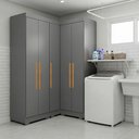 Ver imagem 1 de Armário Multiuso para Lavanderia Modulado 5 Portas com Pés Ônix Aurora Cinza/Onix