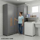 Ver imagem 6 de Armário Multiuso para Lavanderia Modulado 5 Portas com Pés Ônix Aurora Cinza/Onix