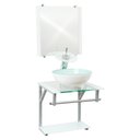 Ver imagem 1 de Gabinete de Vidro 40cm Cuba Redonda Branco + Torneira Cascata - Dahora
