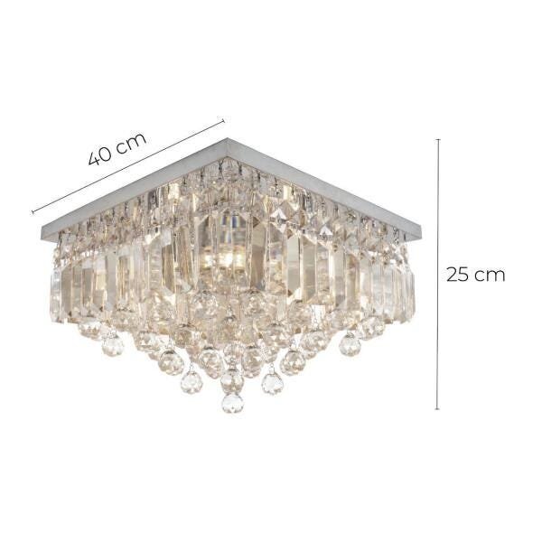 Lustre Plafon de Cristal Legitimo K9 Transparente 40cm - 4