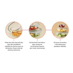 POTE DE VIDRO QUADRADO MARMITA HERMETICO 320ML LOCK&STOCK - 6