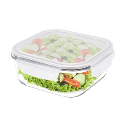 POTE DE VIDRO QUADRADO MARMITA HERMETICO 320ML LOCK&STOCK - 1