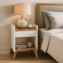 Ver imagem 1 de Kit 2 Mesas de Cabeceiras para Quarto Retrô Pé de Madeira