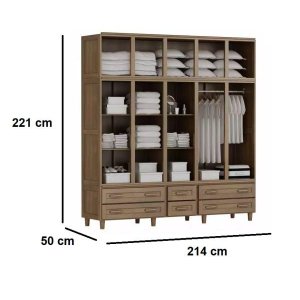 Guarda-roupa Casal de Madeira Imbuia com Espelho Berlim