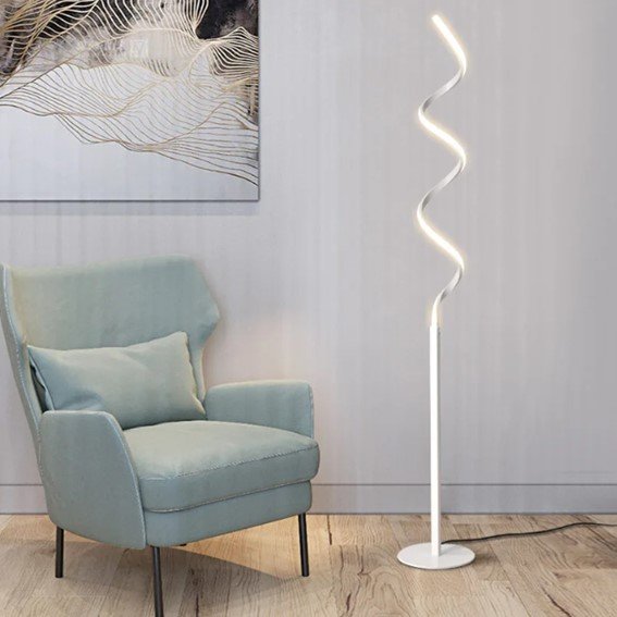 Luminária Chão Moderna Slim Espiral Perfil P/ Fita Led (inclusa) 1,40m - Branca