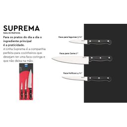 Conjunto de facas Inox Suprema Brinox Multiuso - 3 peças - 3