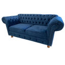 Ver imagem 1 de Sofá Chesterfield Luiz XV Veludo Azul Marinho 1,80cm