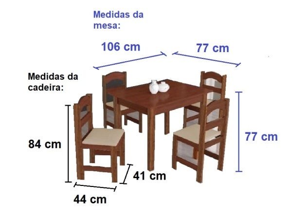 Mesa com 4 Cadeiras Madeira - Praiana Arauna Amendoa