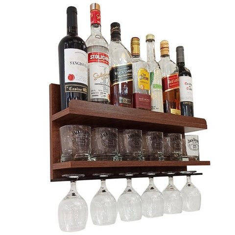 Barzinho de Parede - 54X26 com Porta Taças - Imbuia