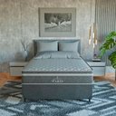 Ver imagem 2 de Cama Box Casal Cinza + Colchão Paris Molas Ensacadas Cinza Suede Cinza/cinza
