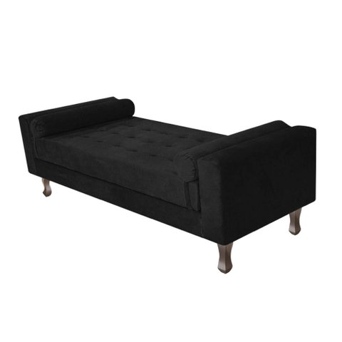 Recamier Baú Félix Solteiro 140 cm Suede - ADJ Decor - Preto